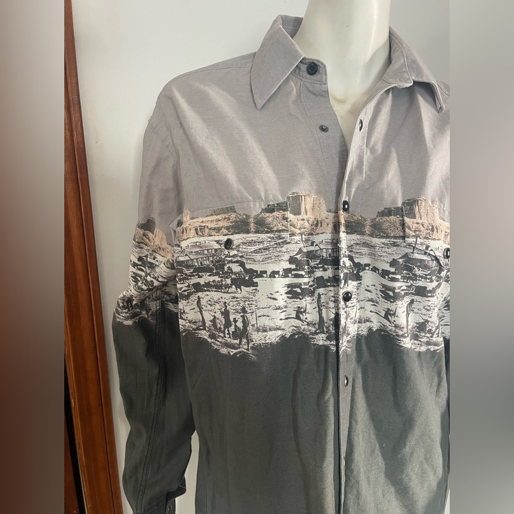 Panhandle TEXAS 100% COTTON Beige Button-Up Shirt with TEXAS Design